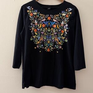 Sabaku Woman’s Long Sleeve Tee Animal Print novelty black Flora Fauna Medium